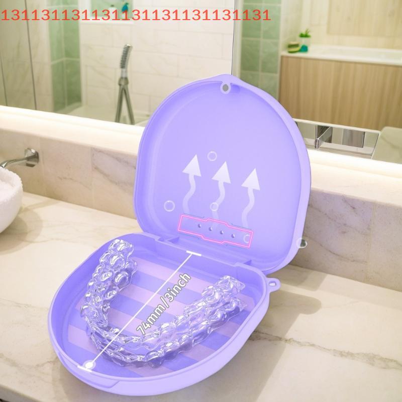 Portable Denture Tray Box Dental Retainer Box Case Plastic Teeth Container Denture Box False Teeth Protective Case With Lanyard