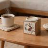 Rustic Wooden Square Candle Holder With  Design - Decorative Tabletop For Home, Wedding, Party, And Photo Props