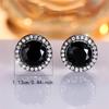 Cute Female Crystal Black Zircon Stone Round Stud Earrings Black Gold Color Wedding Jewelry For Women