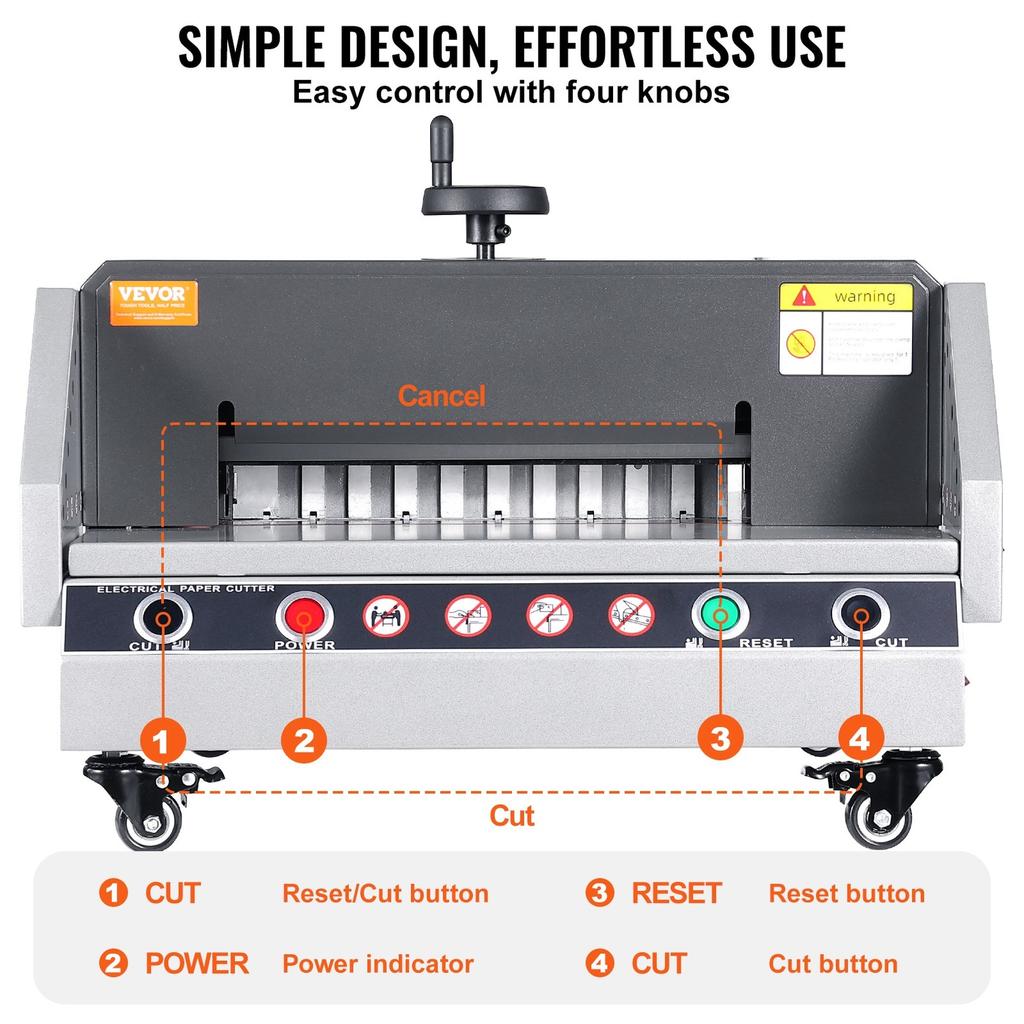 Cortadora de Papel Eléctrica, Ancho de Corte de 13" /330.2mm, Grosor de Corte de 1.57"/40mm, Máquina Cortadora de Papel de Escritorio con Control de Botón, Papel Eléctrico