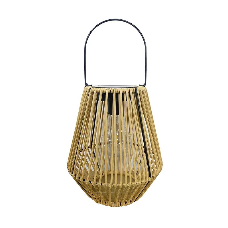 Neue Bambuskunst Solarleuchte Außen Rattan Bambus Tragbare Hängelampe Hofdekoration Chinesische Retro Gartenlaterne
