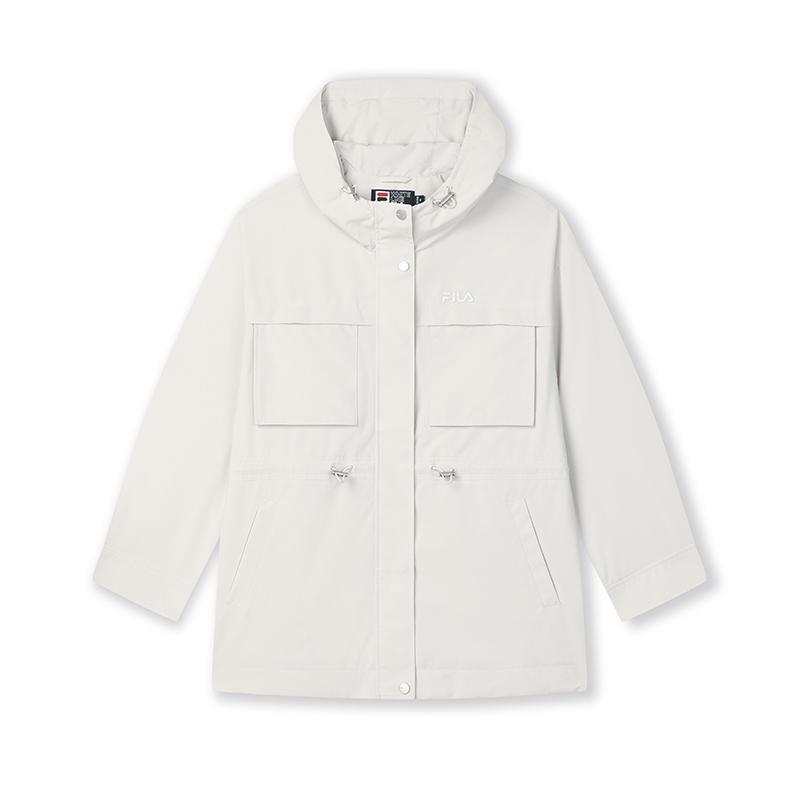 Fila Heritage Series Hooded Versatile Casual Jacket Women Jackets Light-Gray F51W518702F-GY