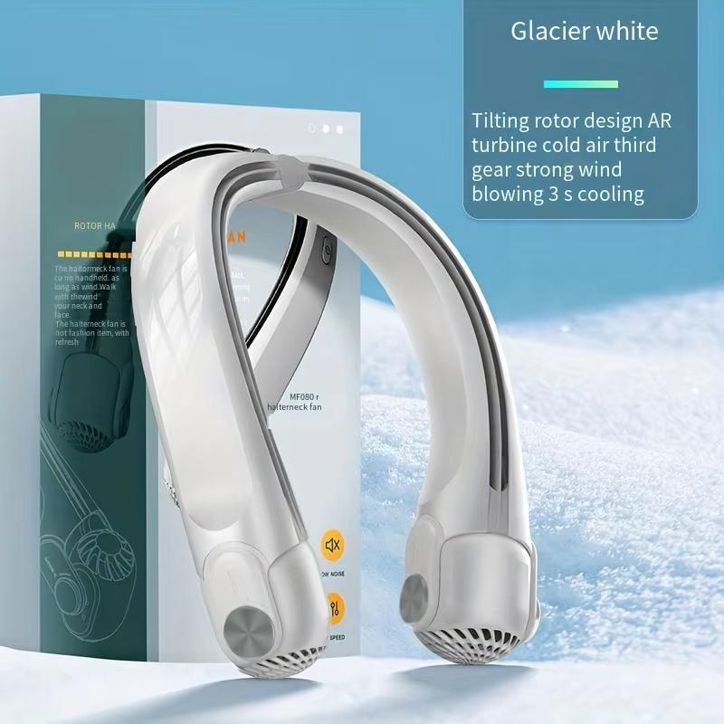 

Портативный шейный вентилятор с USB-зарядкой, регулируемый безлопастной турбовентилятор, безлопастной, для студенческого общежития, дома, для улицы, для охлаждения белый