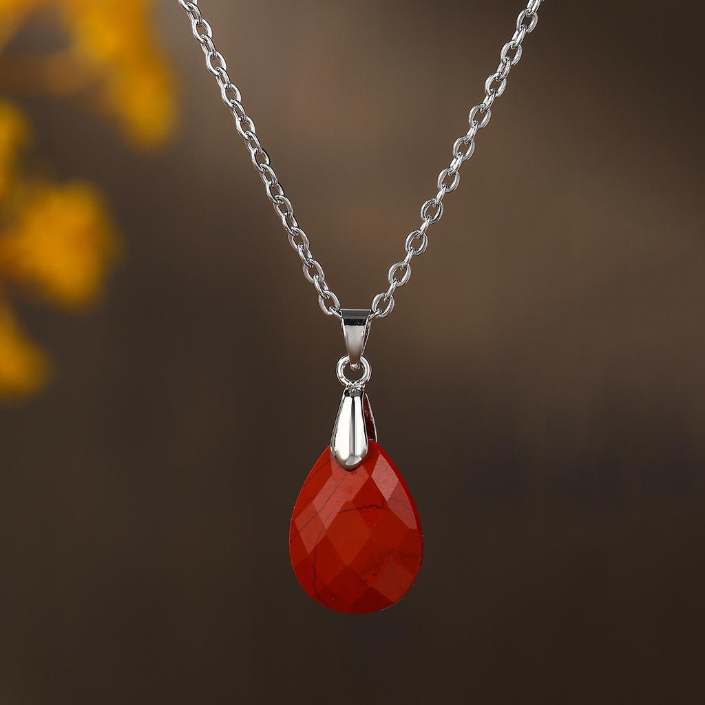 1pc Natural Stone Pendant Teardrop Simple Pendant Necklace for DIY Necklace Amethys Tiger Eye Necklace Jewelry Gifts