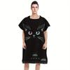Heterochromia Black Cat Hooded Towel Flat Print Microfiber Changing Robe for Swimming Beach Pool Poncho for Children Adults