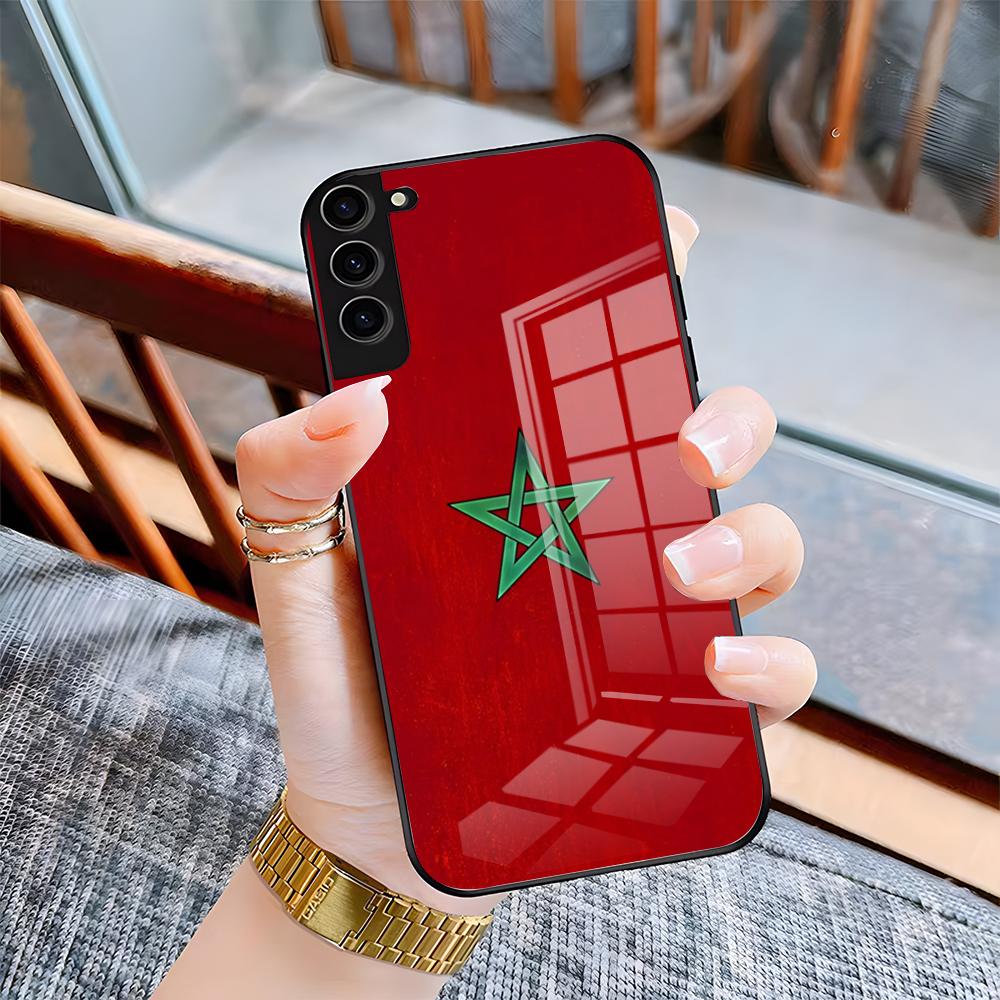 Morocco Flag Phone Case For Samsung A25 A13 A33 5G A54 A36 A35 A56 A52 A14 Shockproof Glass Cover