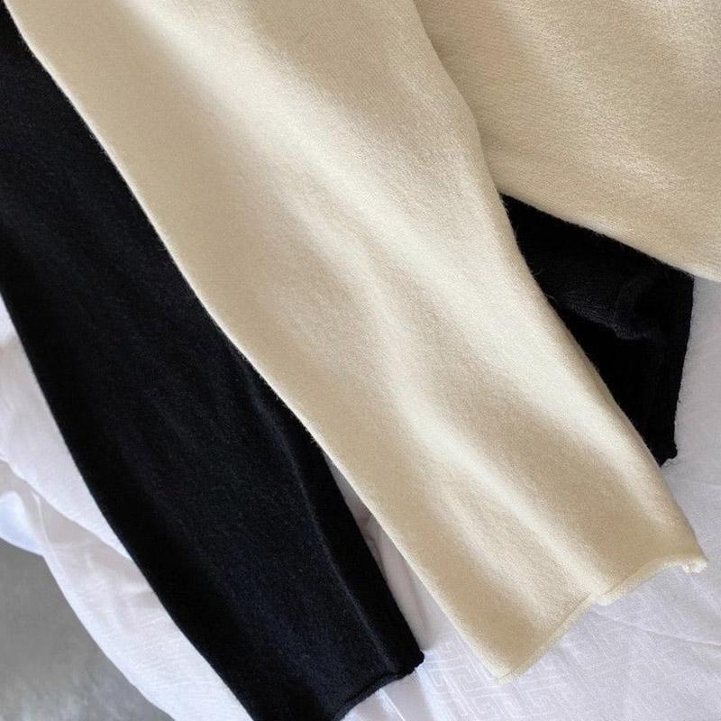 Top for Women Autumn Winter Large Size Loose Long Sleeve Knit V-neck Pullover Sweaters Top