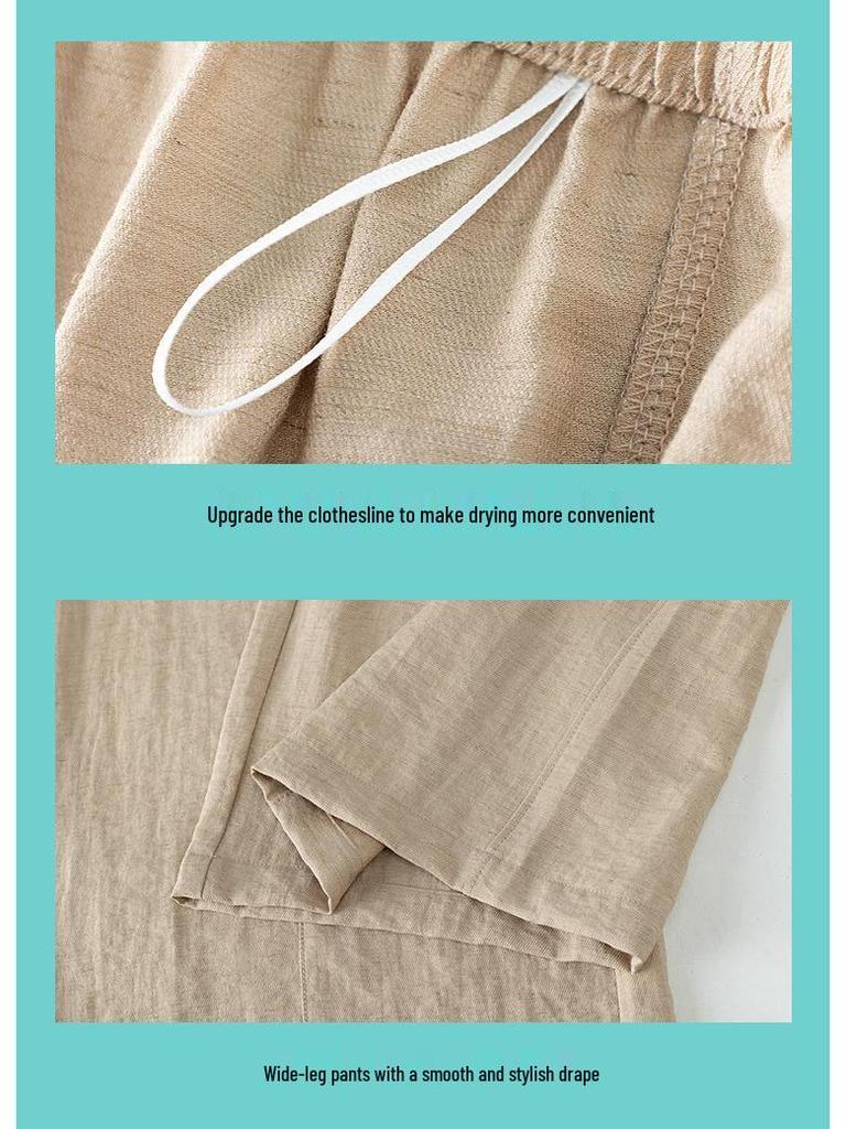 Tencel Linen Wide-Leg Women's Pants Summer 2026 - Lightweight, Cool Ice Silk Casual Design by Yamamoto.