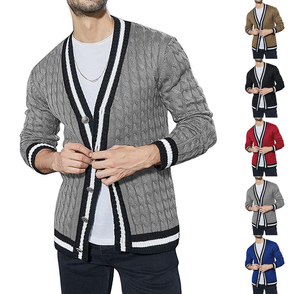 Men's Trend Leisure Loose Adding Fleece Outerwear Cardigan Knitting Sweater Coat