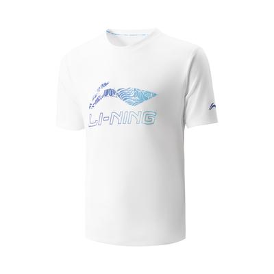 Li Ning Sports Casual Simple Solid Color Letter Round Neck Pullover Comfortable Breathable Badminton Shirt Unisex Tops White AHSV055-2