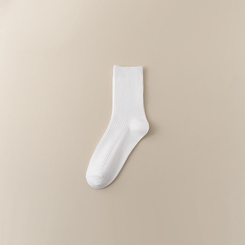 

Wool Gray Mid-Calf Socks for Women - Odor-Absorbing, Sweat-Wicking, Double-Needle Cotton, Ideal for Autumn and Winter One Size білий