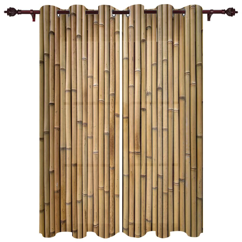 Bambú Vintage Retro Shabby Plantas Cortinas de Dormitorio Espacios de Sala de Estar Cortinas Decorativas Espacios de Cocina Habitación Infantil Cortina de Ventana Decoración Moderna para el Hogar