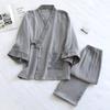Pure Cotton Mens Pajamas Set Japanese Kimono Plus Size Long Sleeve Pant Suit Casual Comfortable Home Service Two-piece Sleepwear