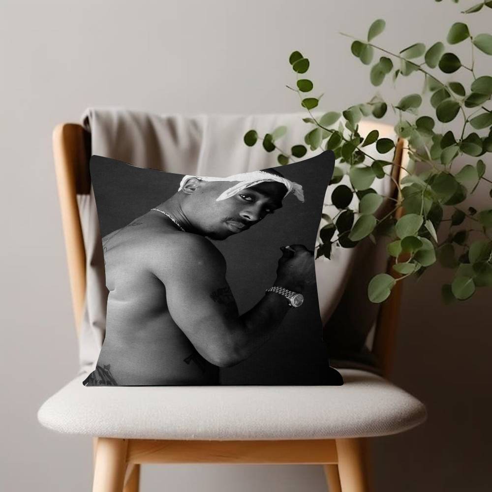 Black and White Pop Hip Hop Rapper PAC Pillow Cushion Cover Pillowcase Living Room Sofa Home Decor Customized