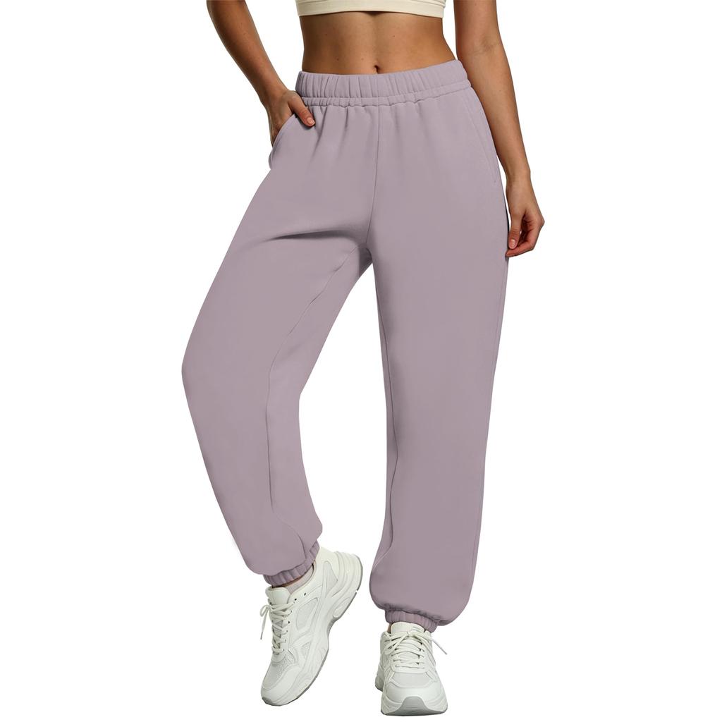 Women's Color Cuffed Jogger Pants Loose Fit with Pockets for Casual Everyday Wear