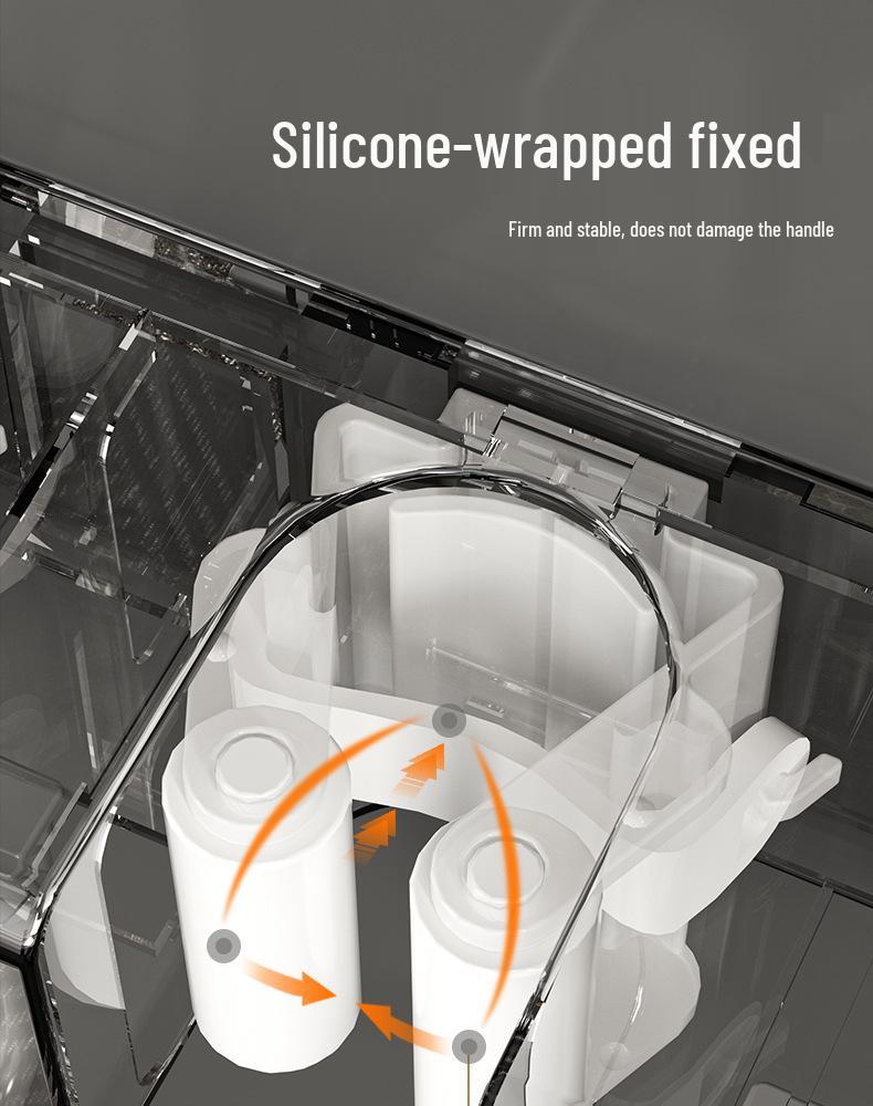 Dweil- en Bezemhouder: Klem voor Wandmontage zonder Boren - Multifunctioneel Opbergrek voor Badkamer & Keuken