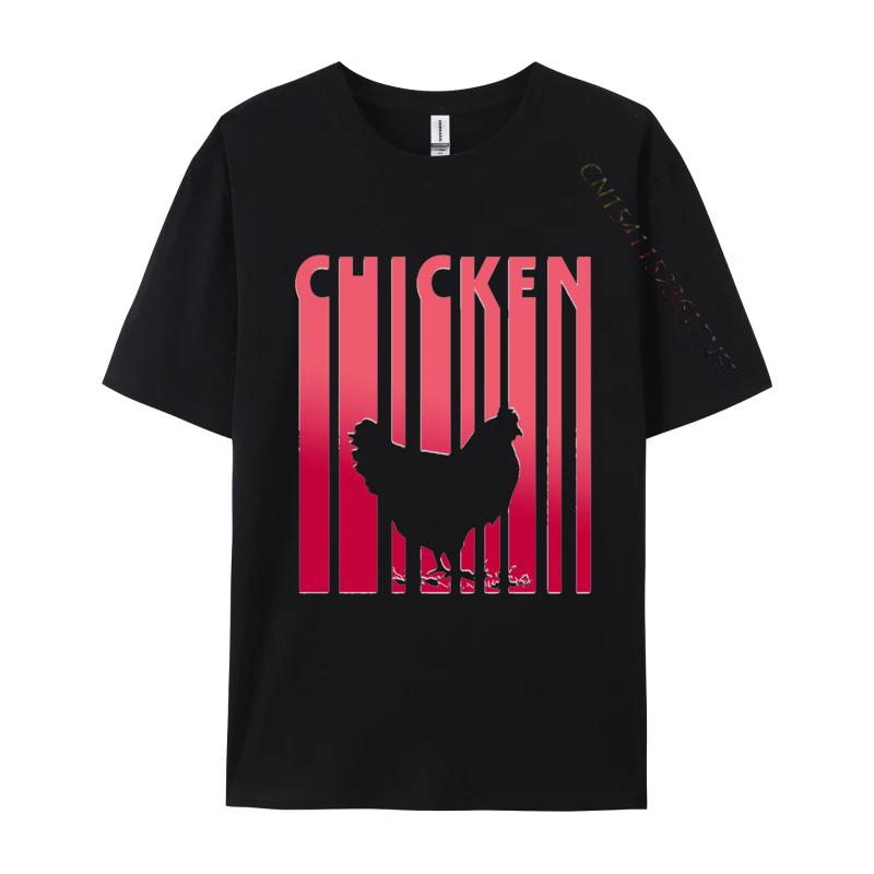 Vintage Sunset Chicken Tee Shirts Adult Premium Cotton Oversized Tops Retro Tshirts Designer Clothes Unisex