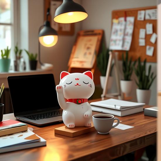 2-inch Solar-Powered Waving Lucky Cat Ornament for Desk or Car