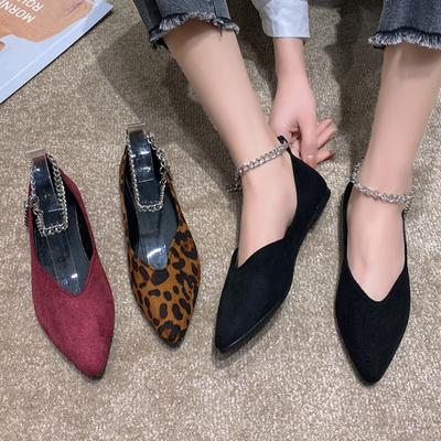 43 Size Women Shoes 2024 Leopard Women's Flat Shoes Fashion Chain Summer Single Shoe Sexy Pointed Flat Shoes Zapatos De Mujer