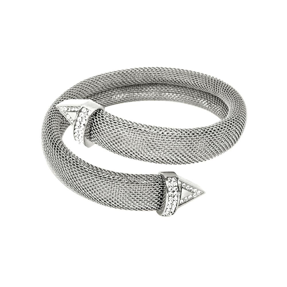 European  American 18K Gold Plated Hip Hop Triangle Cross Mesh Bracelet for Women.