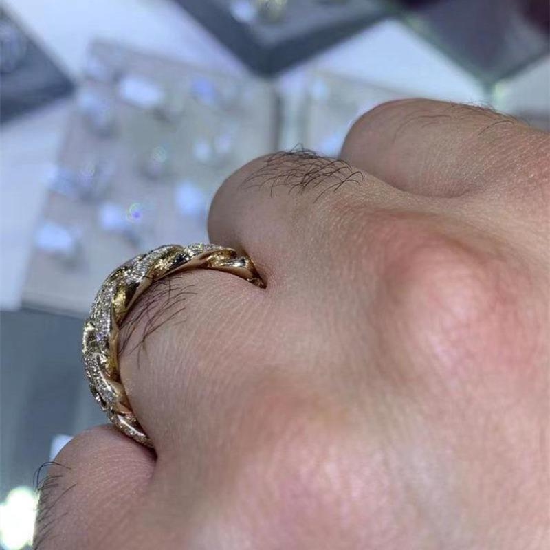 Verkauf, Beliebter Kreativer Inlay-Strassstein Goldkettenring, Direkte Lieferung