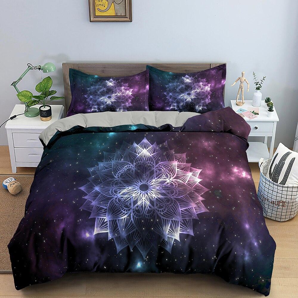 Dreiteilige 3D-Digitaldruck-Bettwäsche Wind Mandala Druck Bettbezug