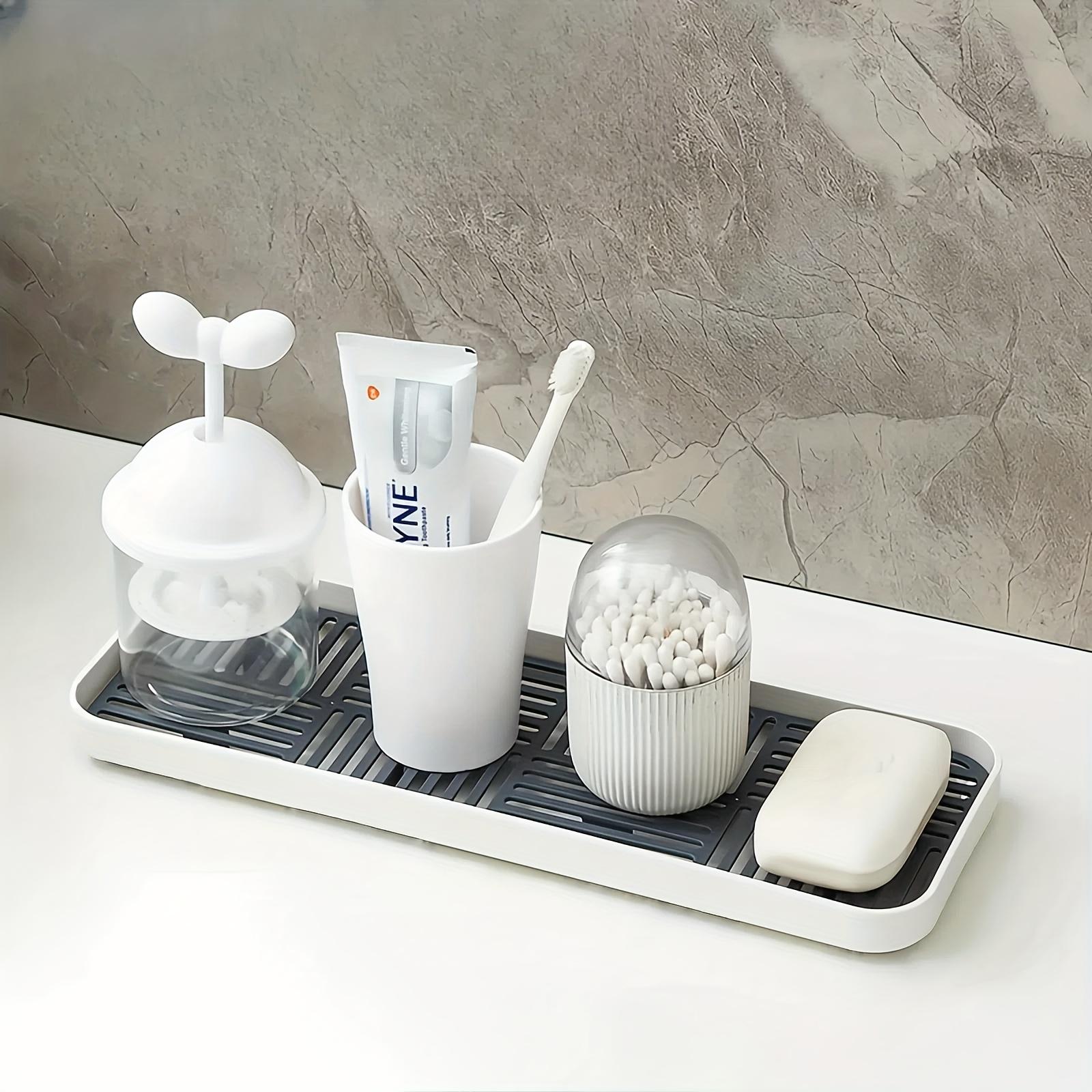 A 1pc Double-Layer Draining Rack with a Drainage System, Suitable for Storing Laundry Items, Sponges/Cleaning Supplies, And for Draining Cups And Mugs small-gray