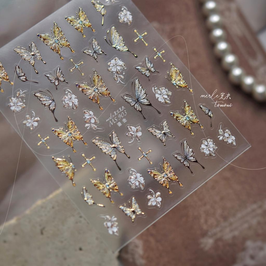 5D Shell Light Nail Stickers Pink Flowing Light Nail Stickers Versatile Star Butterfly Stickers For Nails Decorations DIY