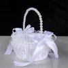 Elegant Crystal Pearls Tassels Basket For Wedding Party Decorations Handcrafted Floral Container With Silk Fabric