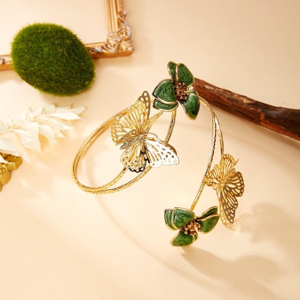 Emaille-Glasur Blumenarmband Tropföl Schmetterlingsarmband Exquisites Offenes Armreif Armzubehör