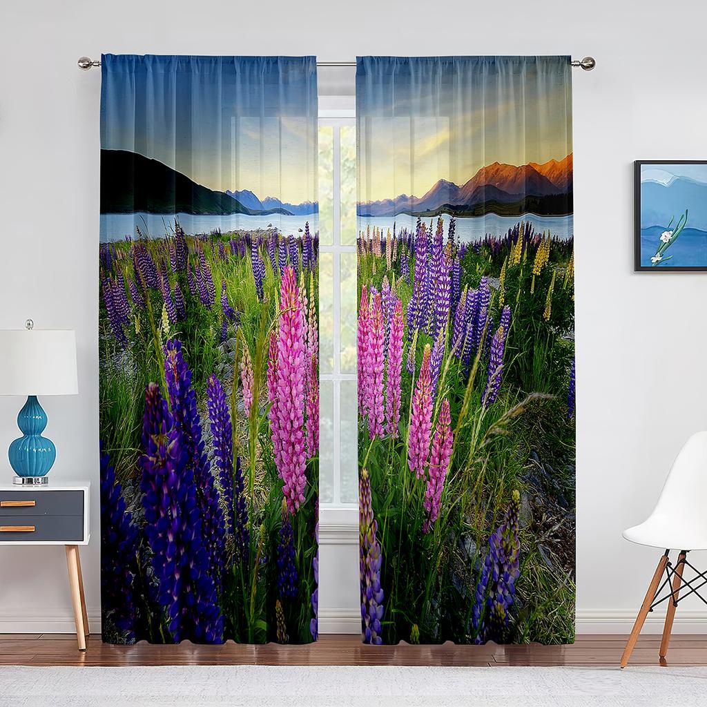 Weiße Blumen Kamille Chrysantheme Tüll Vorhänge für Schlafzimmer Wohnzimmer Küche Dekor Chiffon Sheer Voile Vorhang Fenster