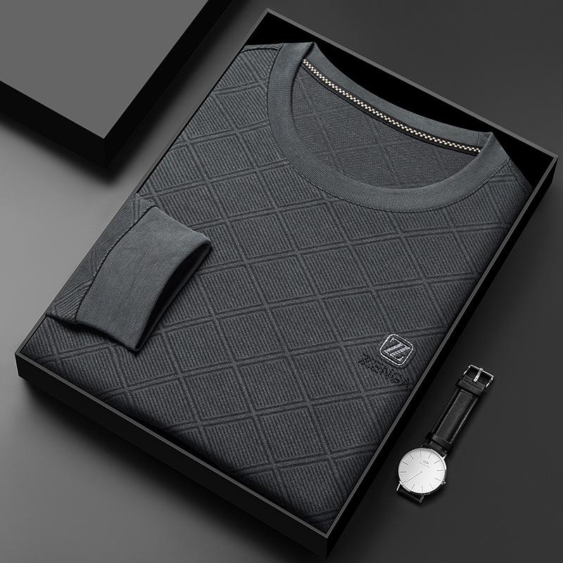 

Осенний новый мужской свитер с длинными рукавами и круглым вырезом, удобный, дышащий, повседневный, простой, свободный, пуловер, нижняя рубашка для мужчин 4XL