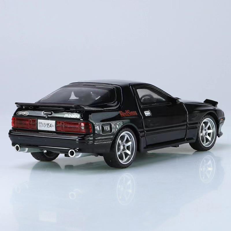 1/32 Scale Mazda RX7 FC INITIAL D Alloy Car Model Diecasts Metal Toy Vehicle Sound and Light Car Toys for Boy Children Gift