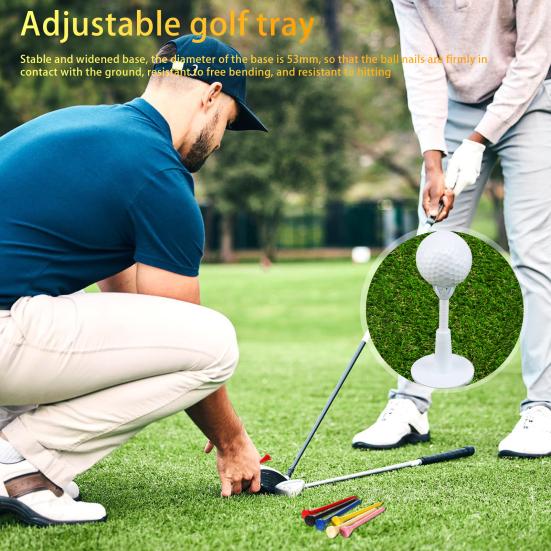 2Pcs Golf Tee with 53MM Base Height Adjustable Golf Training Aid Driving Range
