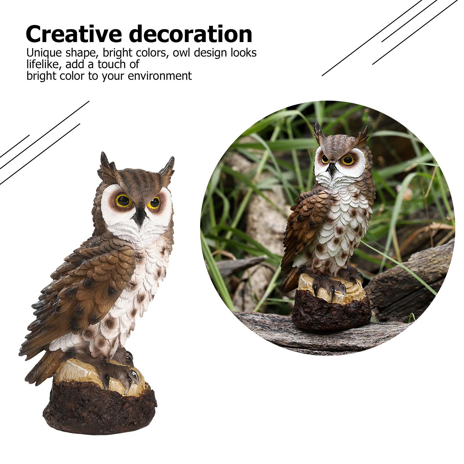 Resin Owl Statue Animal Sculpture Garden Decor Owl Ornament Home Decor Lucky Owl Craft Lawn Yard Decor for Living Room Office