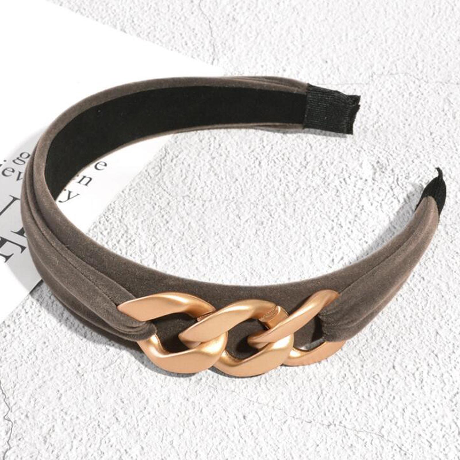 

PROLY Новая Мода Женская Повязка на Голову Широкая Боковая Цепочка из Сплава Повязка для Волос Широкая Боковая Тюрбан Винтажные Аксессуары для Волос