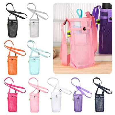 Useful Portable With Strap Sport Water Bottle Cover Mesh Cup Pouch Mobile Phone Bag Cup Sleeve