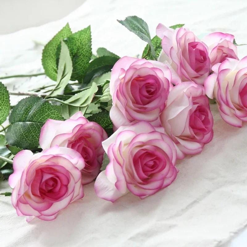 Rosa in lattice al tatto reale Fiori di rosa artificiali in silicone per Matrimonio Casa Festa Decorazione Fiore finto Regalo di Natale Capodanno