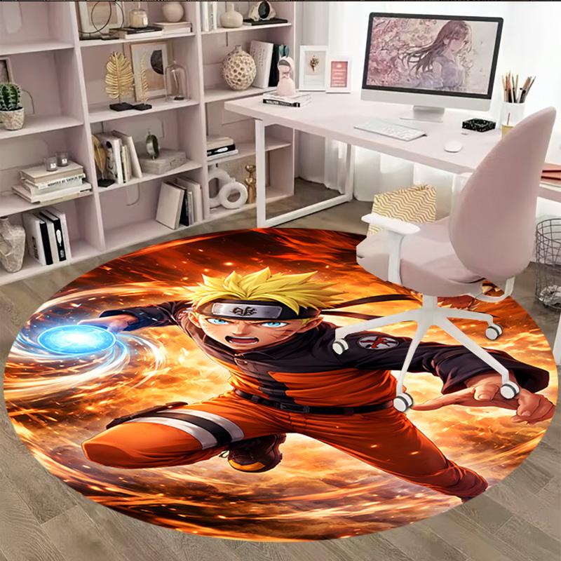1pc Naruto  Carpet, Round Rug, Comfortable, Suitable for Entryways, Living Rooms, Office, And Bedrooms, Christmas Decoration