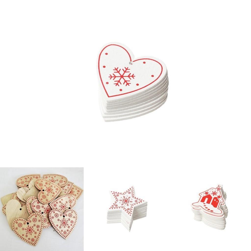 Charming 10pcs Wooden Christmas Tree Ornaments For Festive Home Decor