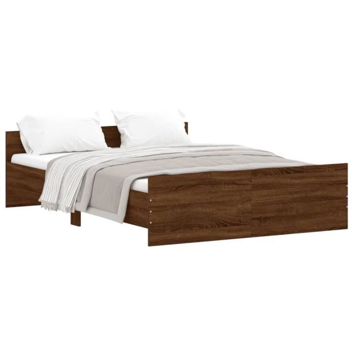 VidaXL Cadre de lit tête de lit et pied de lit chêne brun 135x190 cm 3203795
