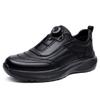 Spring Autumn New Cow Leather Sneakers for Men Solid Color Fashion Casual Shoes Male Rotating Button Sports Running Shoes Man