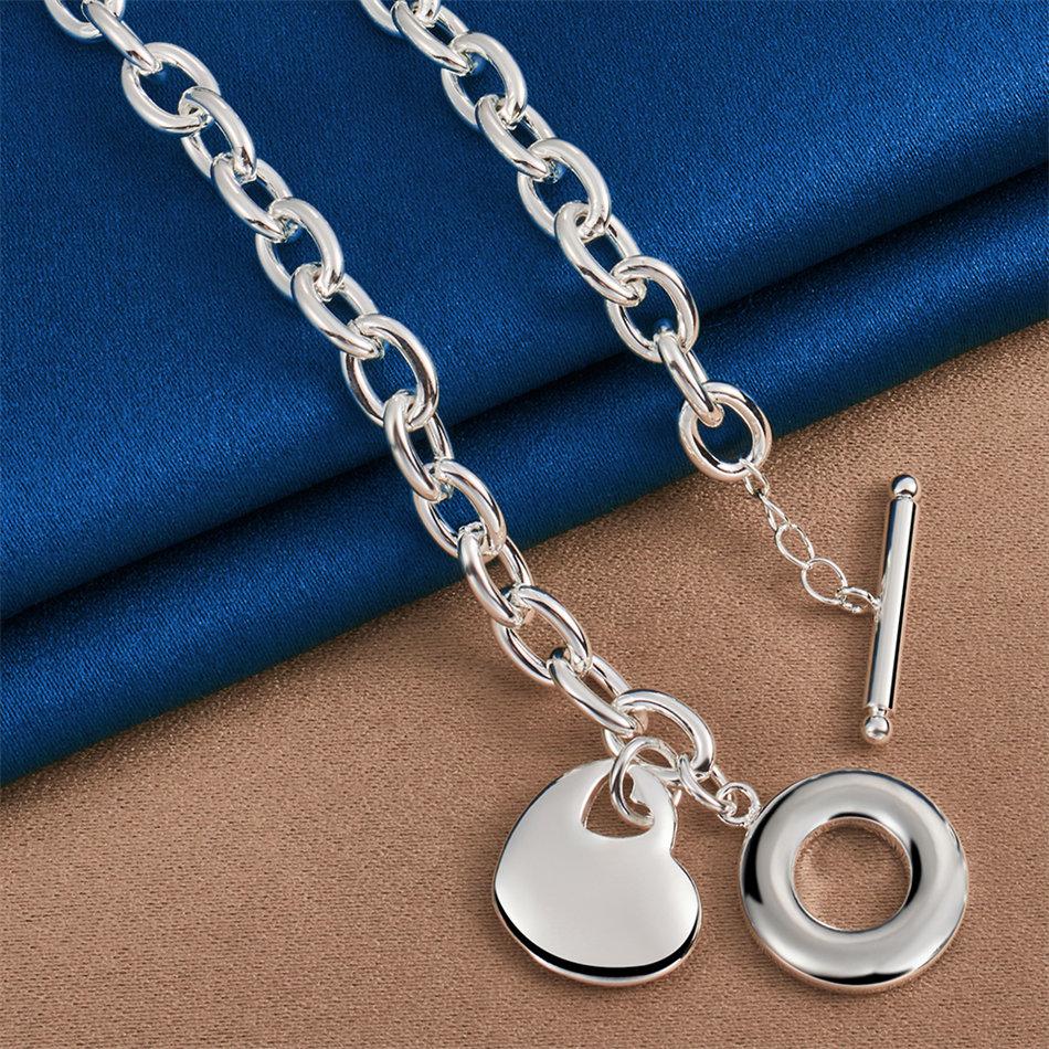 Collana a Cuore Delicata Lucidato in Argento Sterling 925 per Donna, Gioielli alla Moda per Feste e Matrimoni