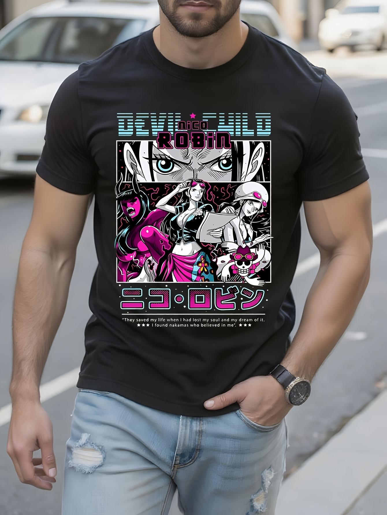 Anime Graphic Tshirt Graphic Tshirt - Black Manga Crew Ne... XXL