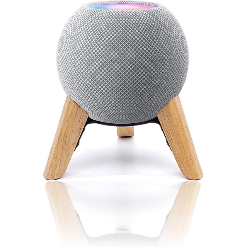 Real Wood Stand for Homepod mini,Wooden Tripod with Metal Frame,Safe Stable Holder Mount with Anti-Slip Silicone pad Protects Home pod mini Smart