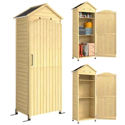 Garden Cabinet Wood Extra Tall Tool Shed with Adjustable Shelf Magnetic Door Galvanized Roof Ventilation