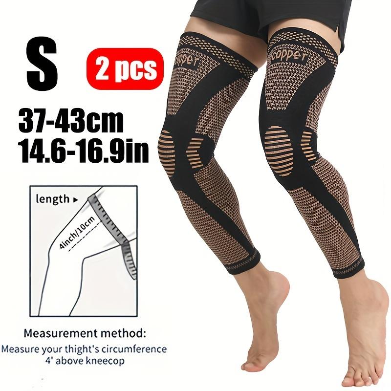 

2Pcs Copper Long Knitted Compression Knee Braces - Full Leg Compression Sleeves For Men & Women - Support For Exercise