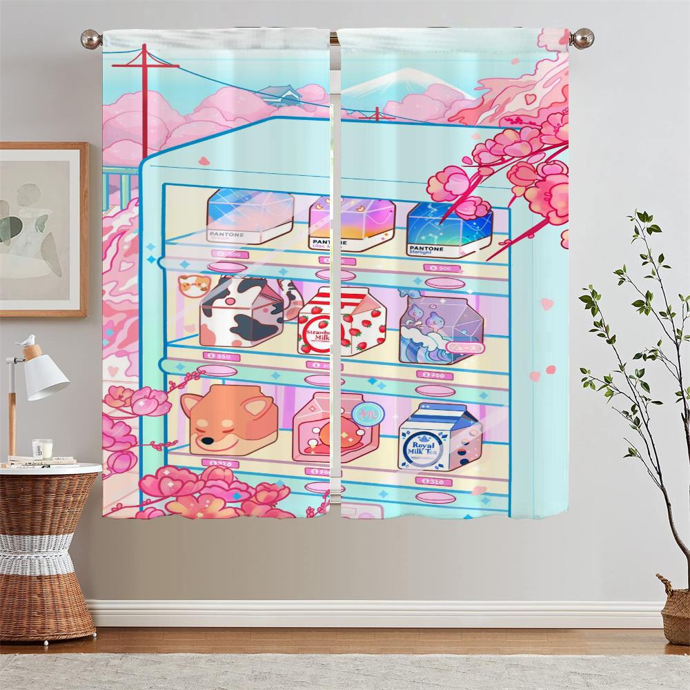 CUTE Bedroom Curtains 2 Pieces Blackout Curtains for Window Beaded Curtain Tiebacks Partition Tulle In Kitchen Blind Blinds Room