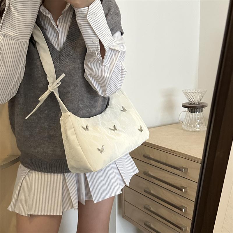 New Fashionable Butterfly Armpit Shoulder Bag Fashionable Trendy Crossbody Bag Pleated Design Dumpling Bag