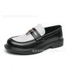 Spring new personalized lock casual leather shoes 2025 large size 46 business pointed shoes overalls men's shoes